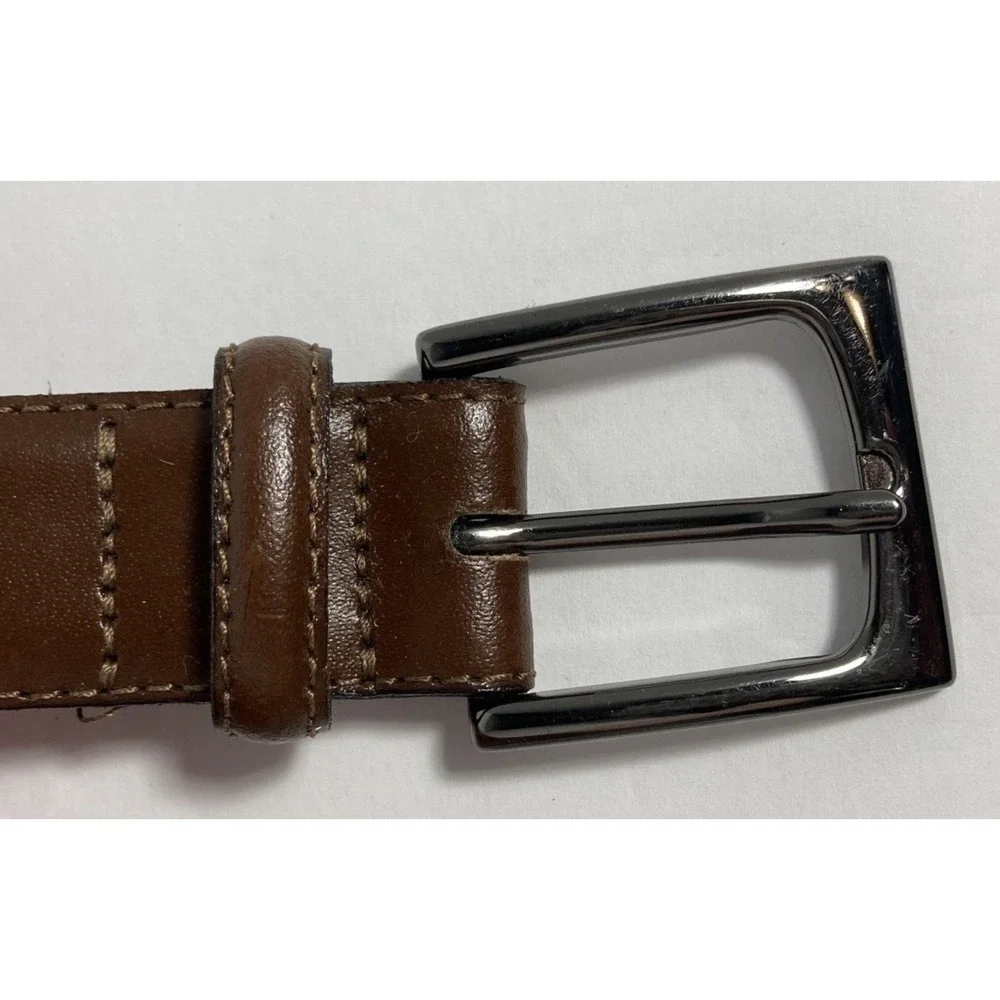 Claiborne Leather Belt Mens 42 Brown Gunmetal Buckle Handcrafted USA Classic‎